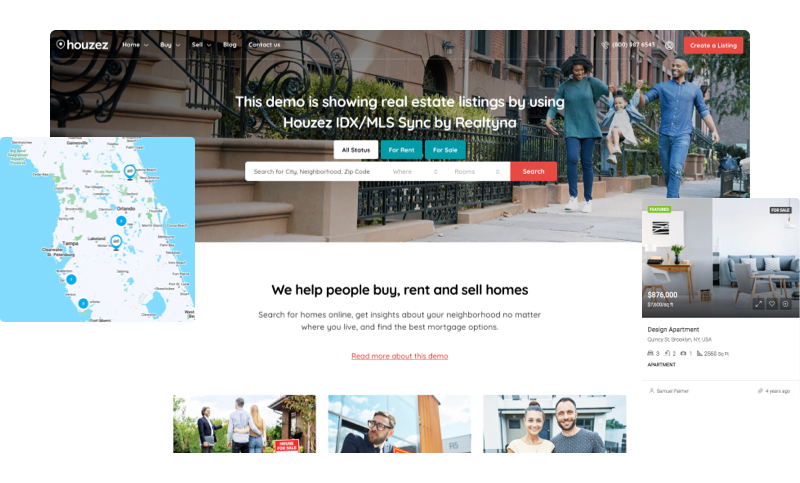 Real estate WordPress theme IDX and MLS integration support