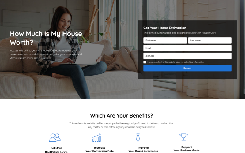 real estate lead capture and inquiry forms built with Elementor and Houzez
