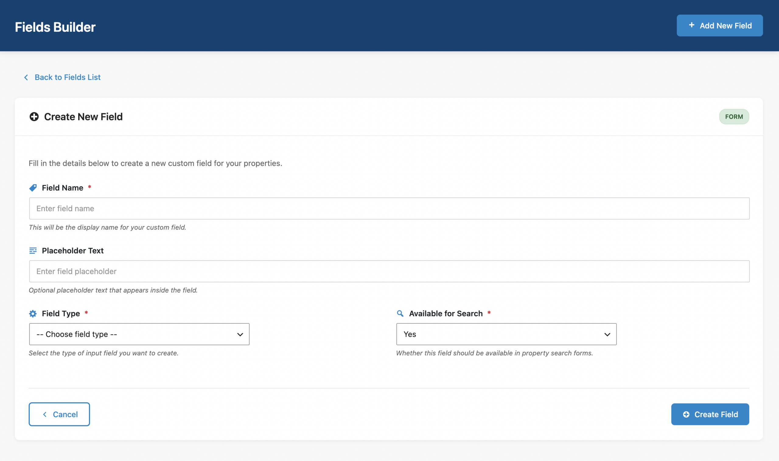 Houzez custom fields builder