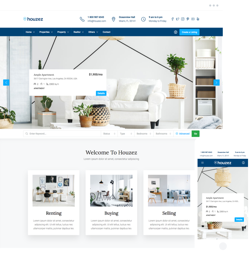 Multi Vendor template with property showcase and lead generation tools