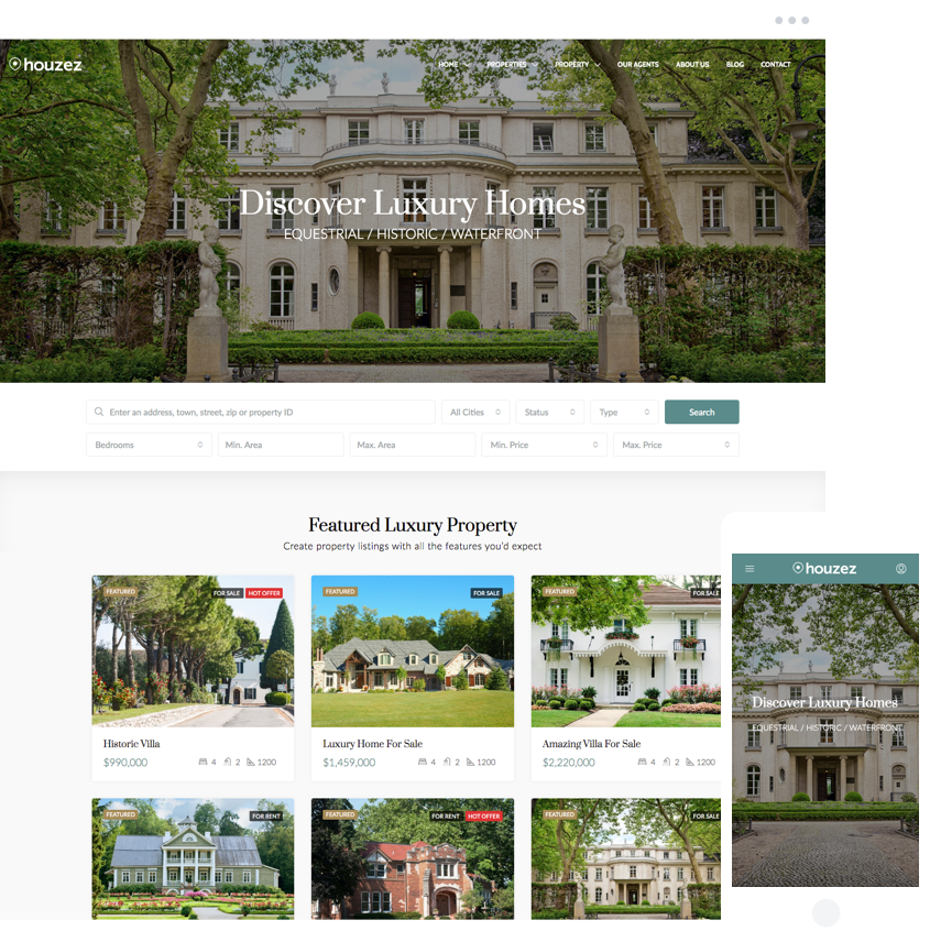 Luxury Real Estate Website for historic homes waterfront estates and premium properties