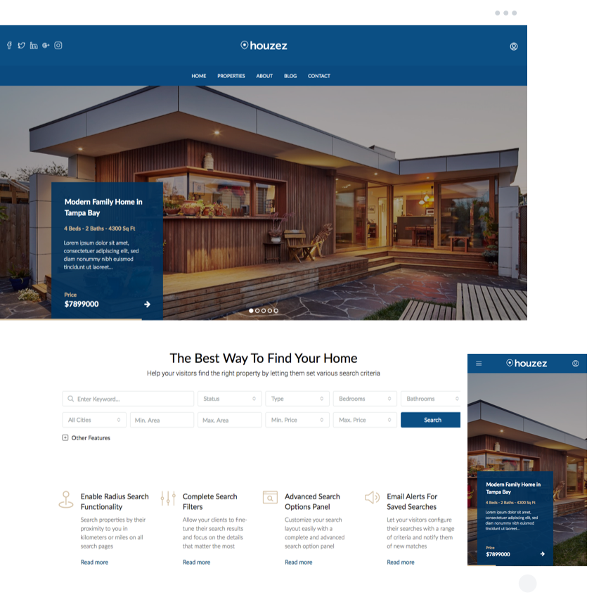 Modern Real Estate Agency Platform with advanced property search and featured homes