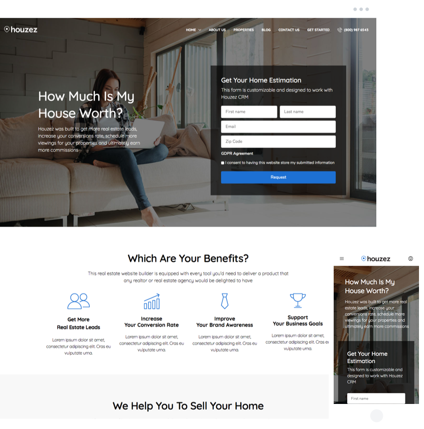 Real Estate Agency Website with home valuation form and lead generation system for property sellers