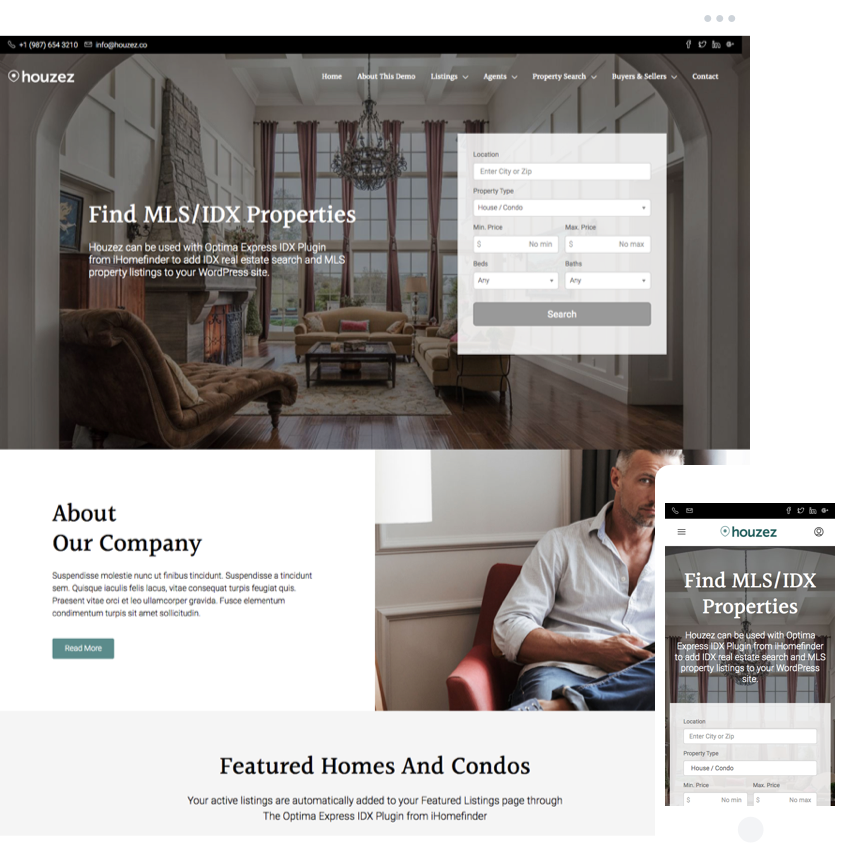 IDX MLS Real Estate Agency Website with integrated property search and listings