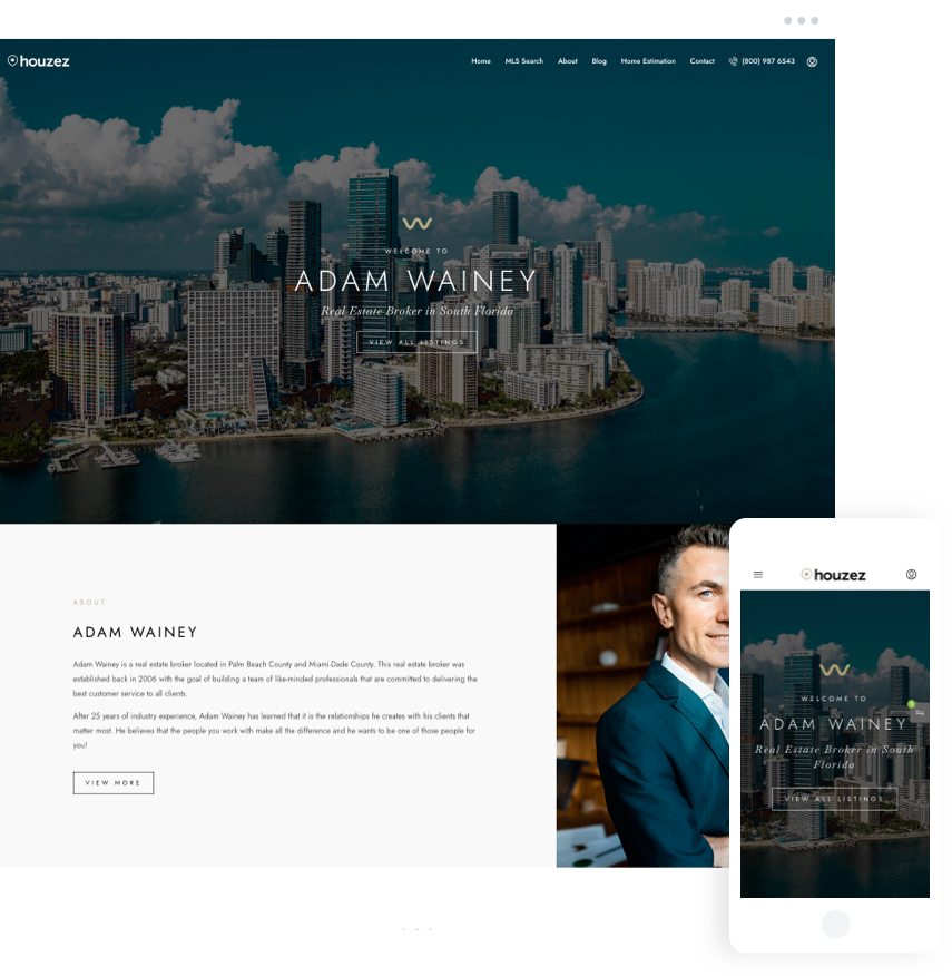 Luxury Real Estate Broker Website with personal branding and MLS property listings