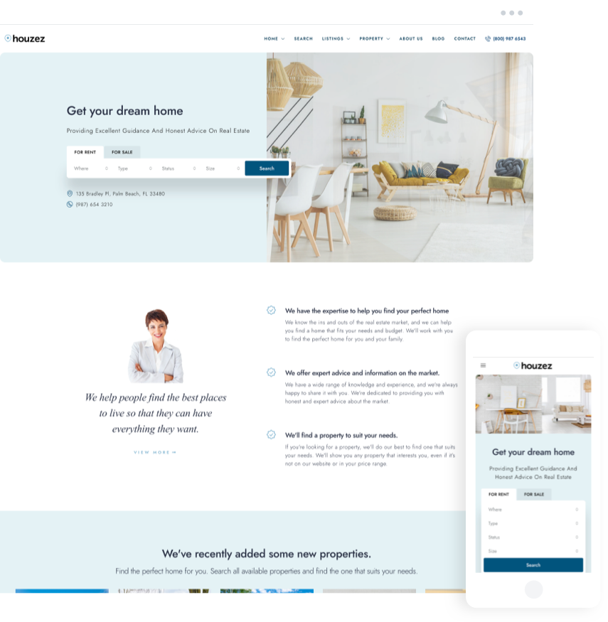 Elegant Real Estate Agency Website with clean property search and home buying guidance