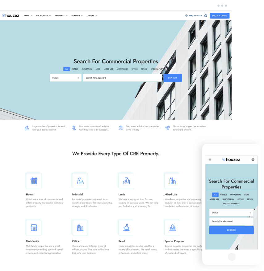 Commercial Marketplace for office retail and business property listings