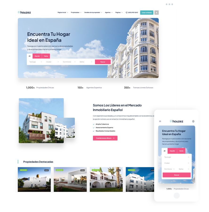 Spanish Real Estate Website with multilingual property search and responsive real estate listings