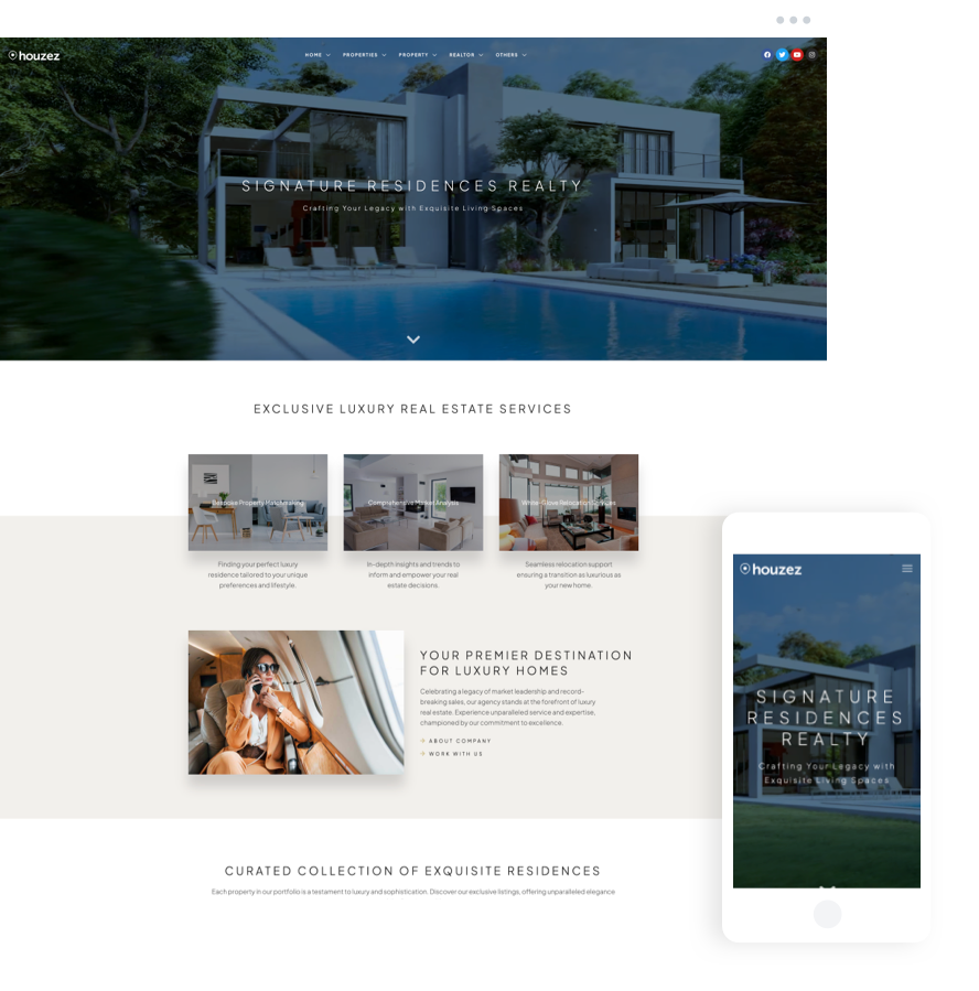 Luxury Property Agency Website with elegant real estate branding and premium listings