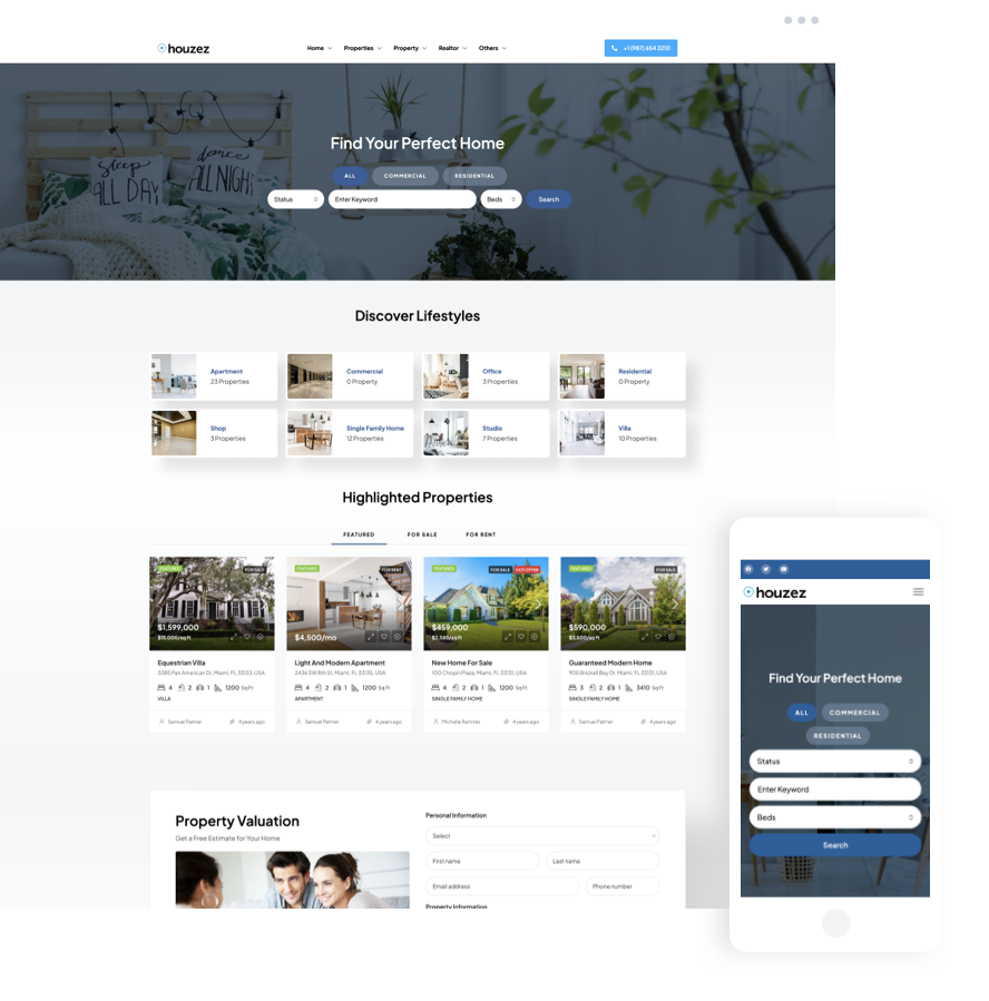 Lifestyle Focused template with modern property browsing experience