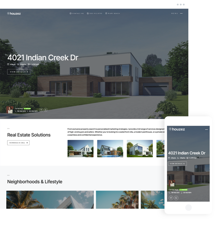 Single Real Estate Agent Website with personal branding and luxury property showcase