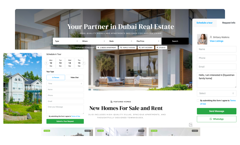 Real estate WordPress theme lead capture and inquiry forms