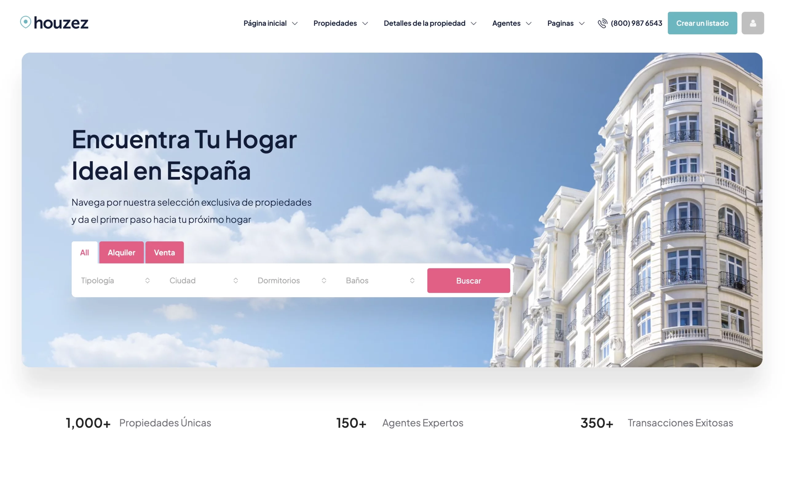 Multi currency WordPress theme showing localized property prices for international visitors