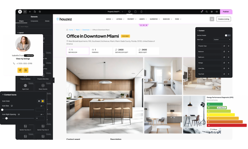 Real estate WordPress theme property detail page builder